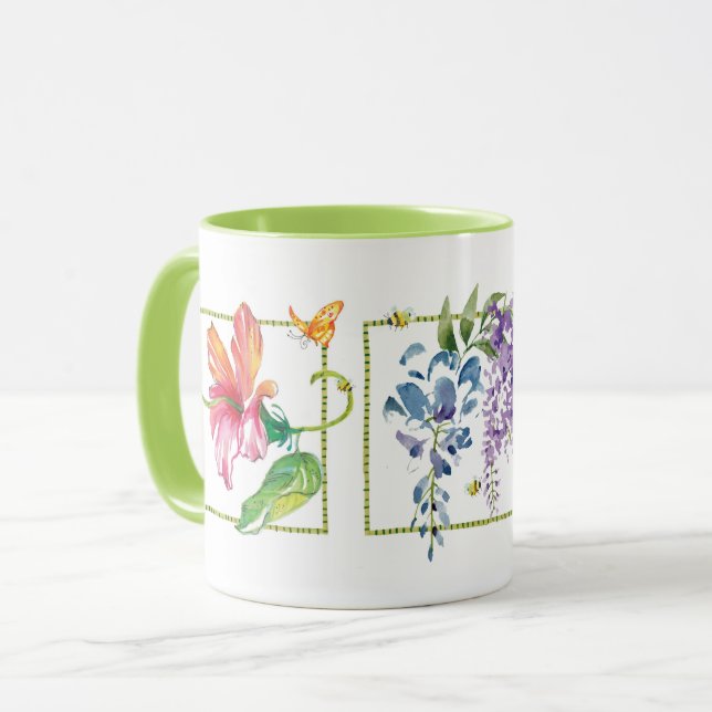 Taza Flores felices mariposas y abejas (Anverso izquierdo)