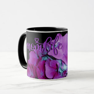 Taza Flores florales púrpura elegantes Mejor Mamá Eer