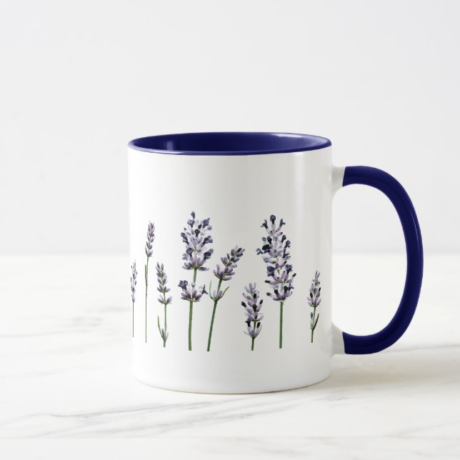 Taza Flores florales púrpuras de Lavendar el | en (Derecha)