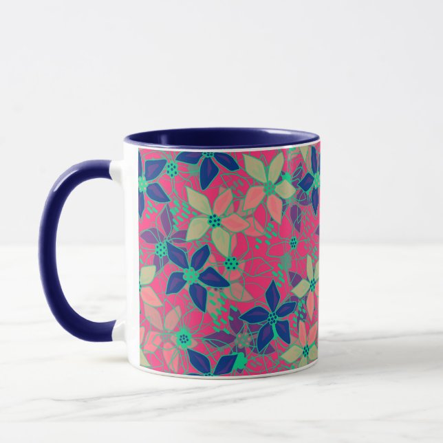 Taza Flores florales sin foco patrón verano brillante r (Izquierda)