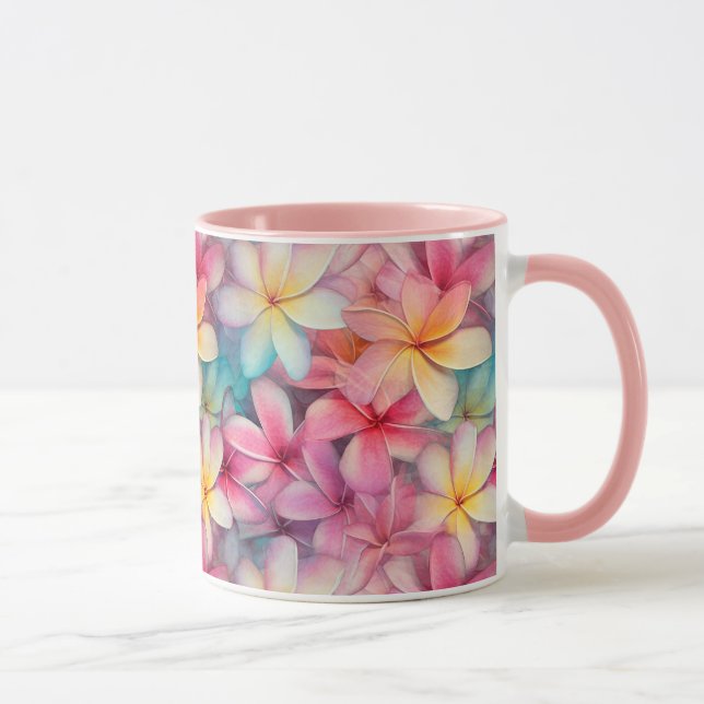 Taza Flores frangipanas coloridas con estampado tropica (Derecha)