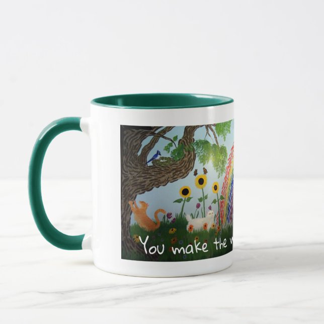 Taza Flores, gatos y arcoiris (Izquierda)
