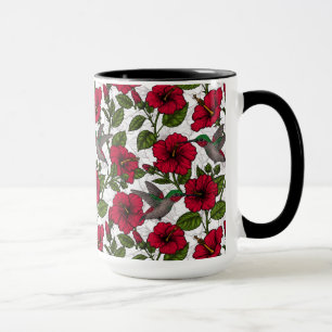 Taza Flores hibiscus y colibríes