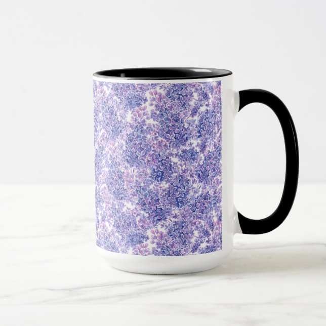 Taza Flores lilac violeta de acuarela (Derecha)