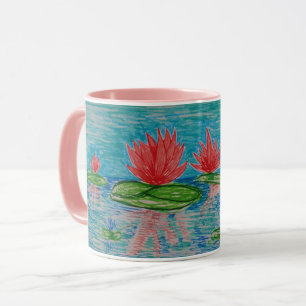 Taza Flores Lotus Dibujar combinación