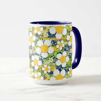 Taza Flores Mediterráneas Azules Amarillas y Blancas