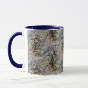 Taza Flores Moradas Florales de Wisteria Americana Vint