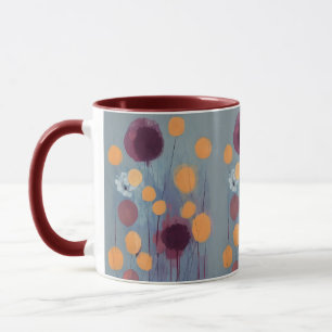 Taza Flores naranjas y rosadas abstractas