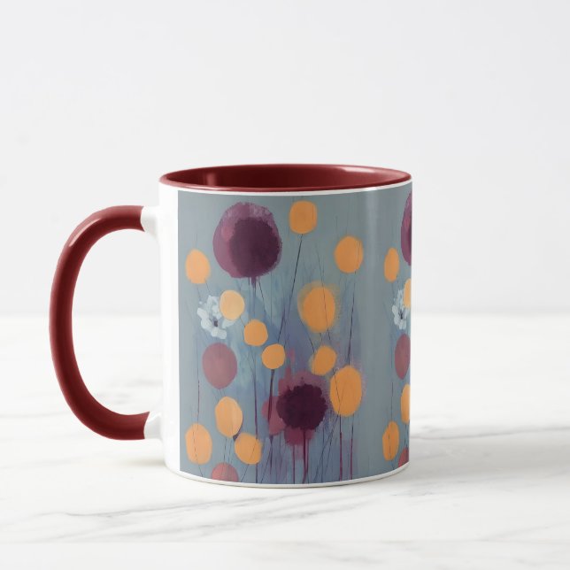 Taza Flores naranjas y rosadas abstractas (Izquierda)
