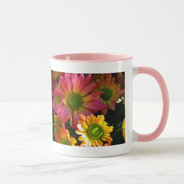 Taza Flores otoñales rosas y amarillas Bebida Mug (Derecha)