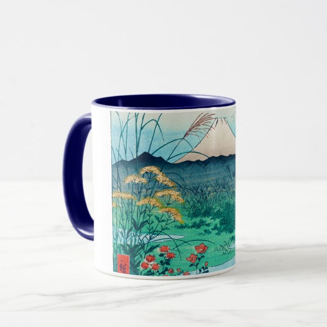 Taza Flores otoñales y Monte Fuji, Hiroshige, Ukiyo-e (Anverso izquierdo)