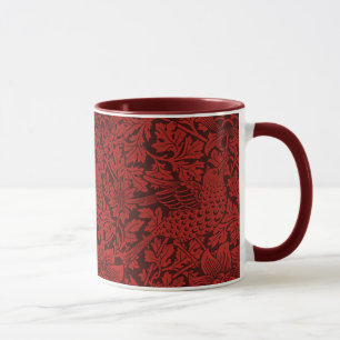 Taza Flores pájaros rojos vintage William Morris
