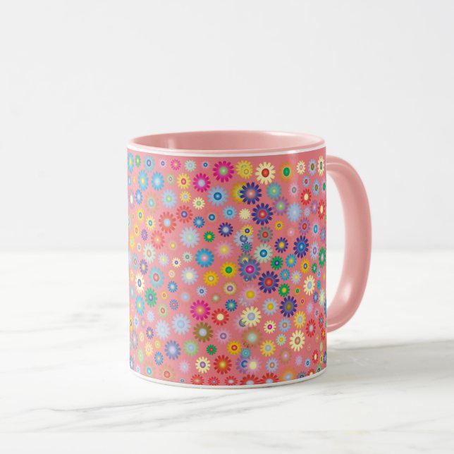 Taza Flores patrón flores Naturaleza rosada (Anverso derecho)