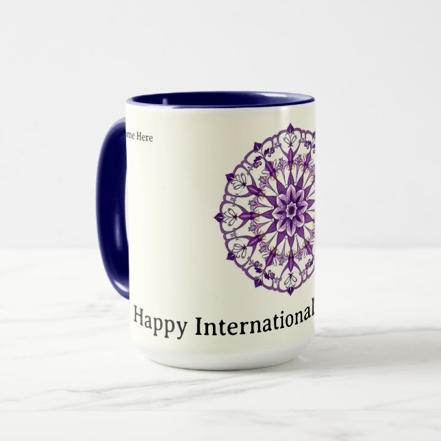 Taza Flores personalizadas para el Día Internacional de (Anverso izquierdo)