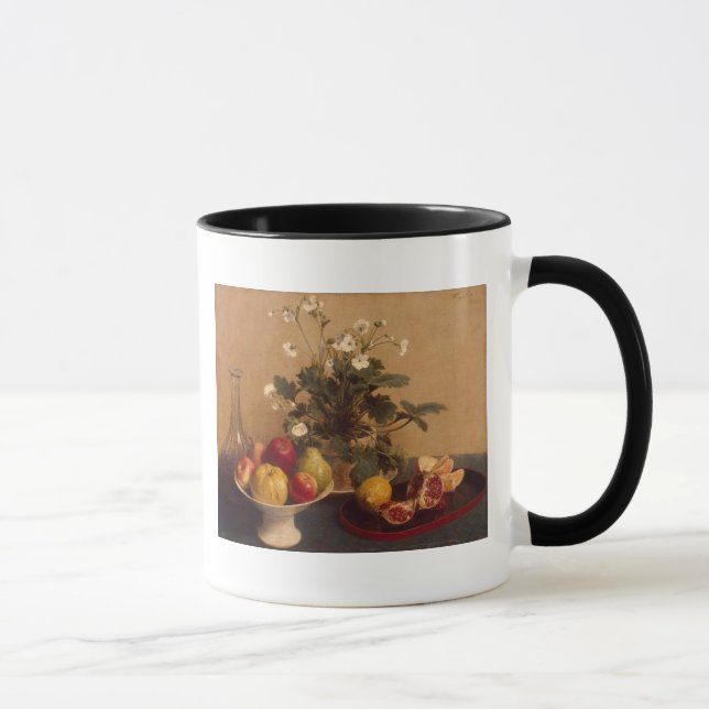 Taza Flores, plato con la fruta y garrafa, 1865 (Derecha)