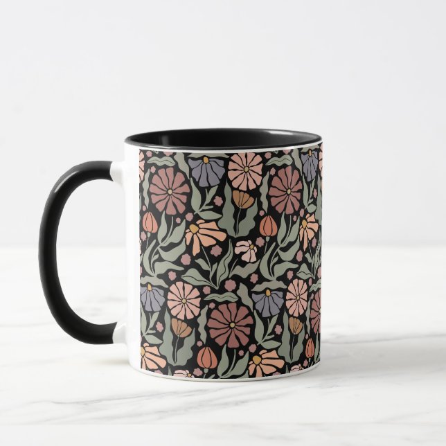 Taza Flores retro de cosecha suave café Mug (Izquierda)