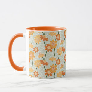 Taza Flores retro de los años 70 apagadas