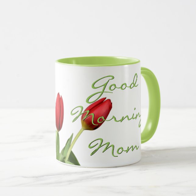 Taza Flores rojas de los tulipanes de la mamá de la (Anverso derecho)