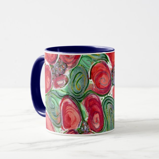 Taza Flores rojas, hojas verdes (Anverso izquierdo)