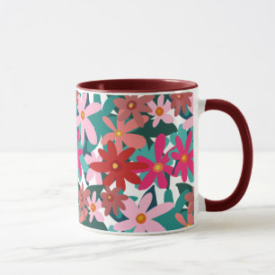 TAZA FLORES ROJOS