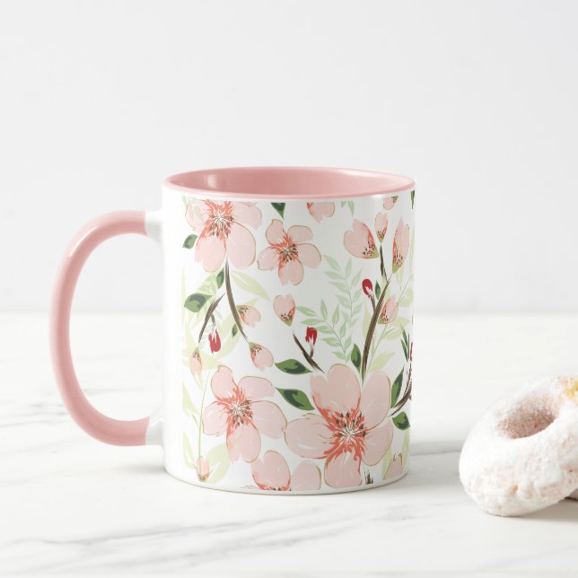 Taza Flores rosadas (Con donut)