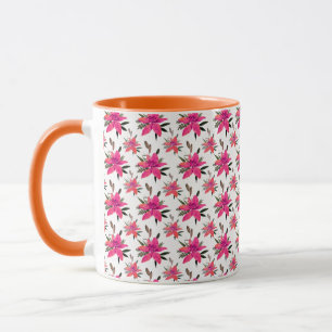 Taza Flores rosadas diseño de patrón floral