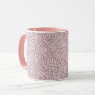Taza Flores rosadas rojas y turbias monocromáticas