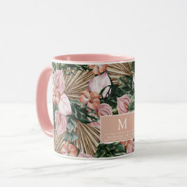 Taza Flores rosadas rosadas de Peache tropicales dejan 