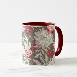 Taza Flores rosadas rosadas de peonis ramo de jardín