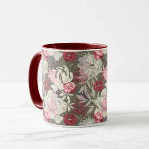 Taza Flores rosadas rosadas de peonis ramo de jardín