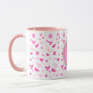 Taza Flores rosadas sin fisuras, floral giratoria