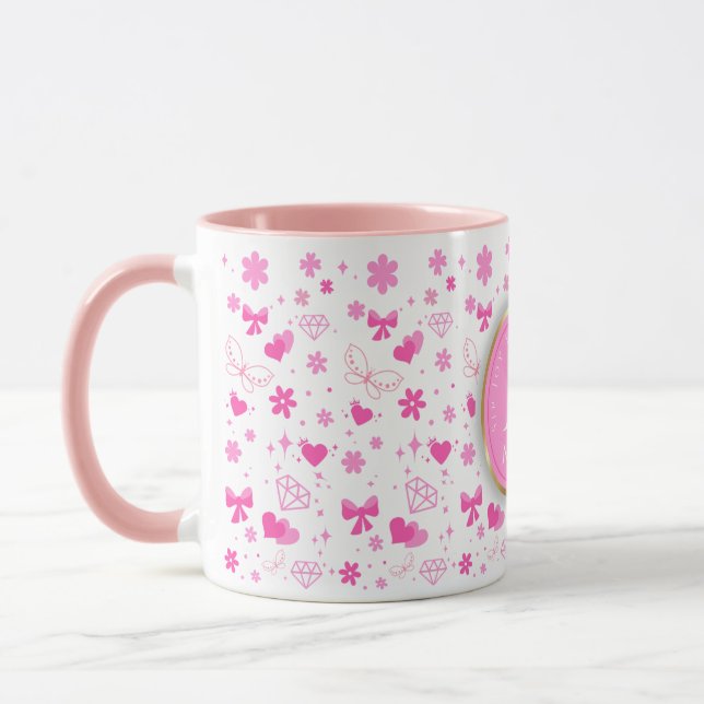 Taza Flores rosadas sin fisuras, floral giratoria (Izquierda)