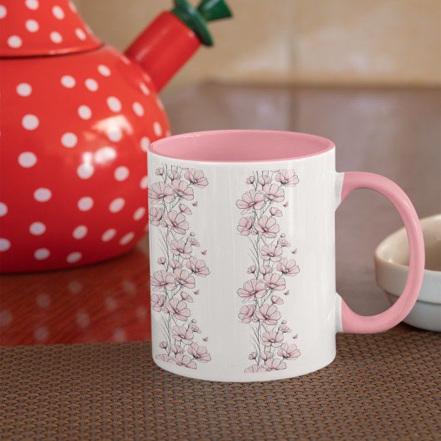 Taza Flores rosas estampado floral tazón de café (Subido por el creador)