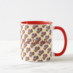 Taza flores rosas rojas y rosas de arte floral