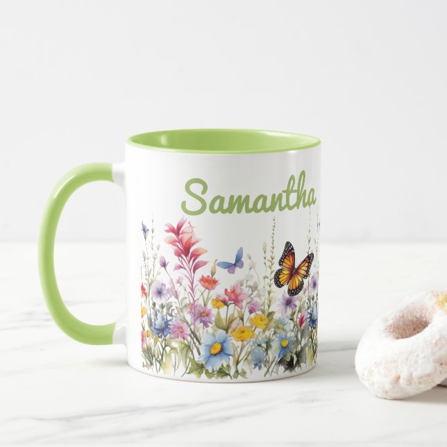 Taza Flores silvestres acuarela (Con donut)