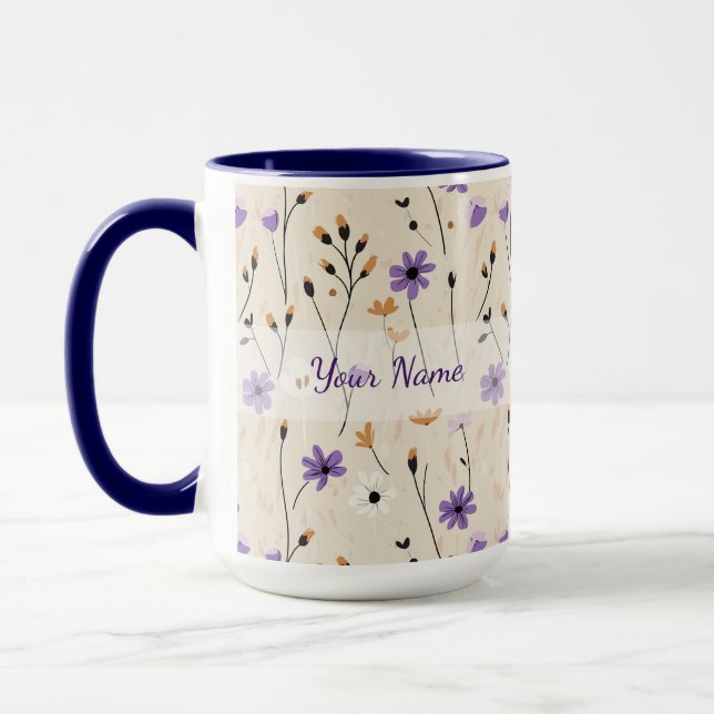 Taza Flores Silvestres Boho Floral Personalizado (Izquierda)