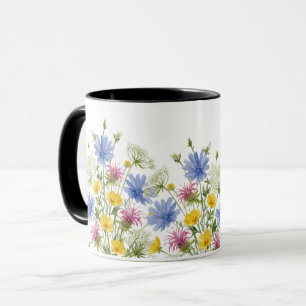 Taza Flores silvestres coloridas acuarela
