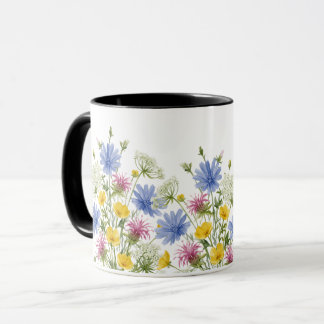 Taza Flores silvestres coloridas acuarela