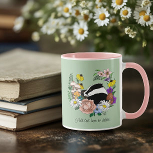 Taza Flores Silvestres de Tejón Bosque Hongos Verde Sal