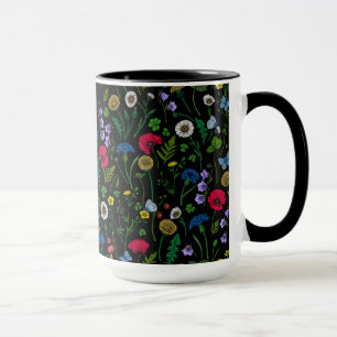 Taza Flores silvestres en negro