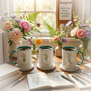 Taza Flores silvestres fe esperanza amor