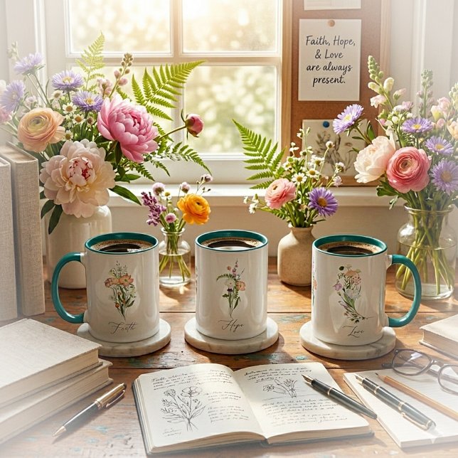Taza Flores silvestres fe esperanza amor (Subido por el creador)
