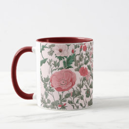 Taza Flores Silvestres Florales Vintales Y Poppies Rosa
