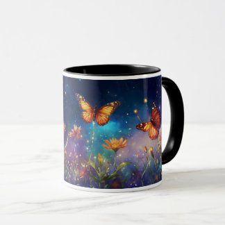 Taza Flores silvestres galácticas y mariposa: Univers o
