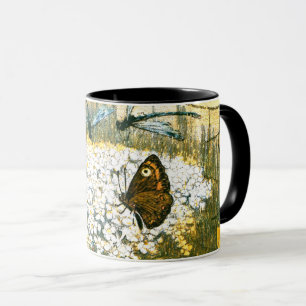 Taza Flores silvestres, mariposas, prados de estilo Art