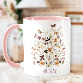 Taza Flores silvestres presionadas nombre floral botáni