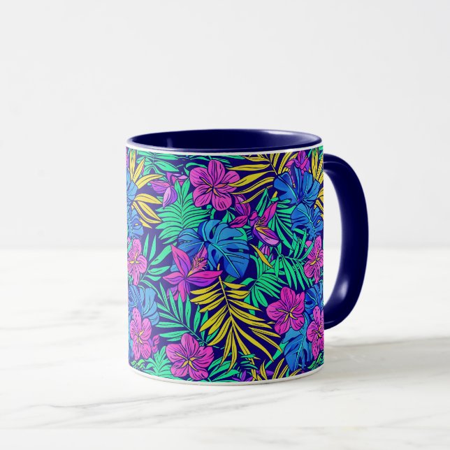 Taza Flores tropicales brillantes (Anverso derecho)
