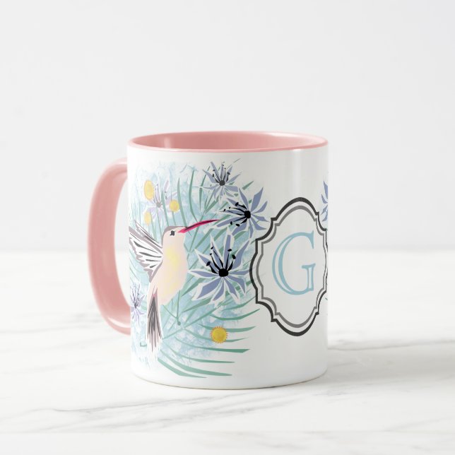 Taza Flores tropicales, colibríes. (Anverso izquierdo)
