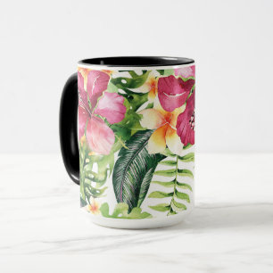 Taza Flores Tropicales Hojas Floral Chic Trópicos