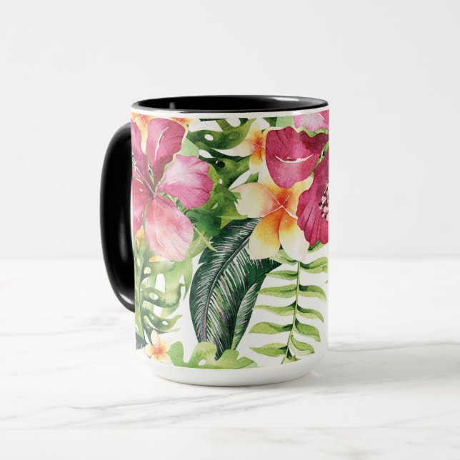 Taza Flores Tropicales Hojas Floral Chic Trópicos (Anverso izquierdo)